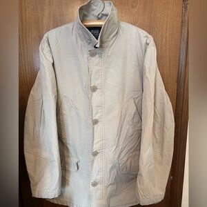 Vintage Polo Ralph Lauren Men's Khaki Trench Coat Rain Coat Gray Fleece Lined